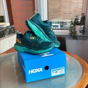 Hoka Athletic Shoes in Teal and Yellow